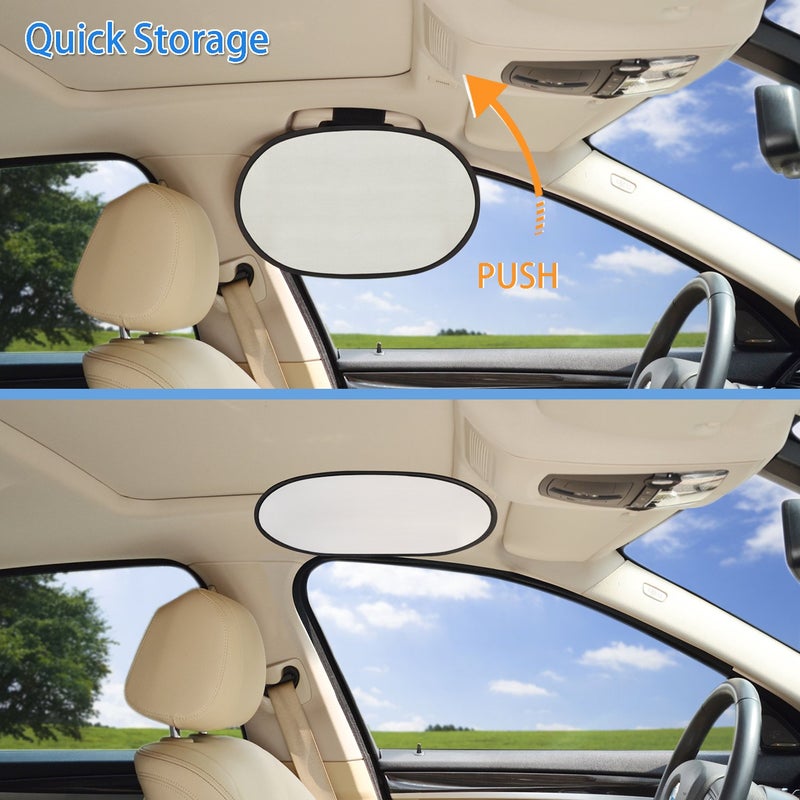 TFY Car Window Sunahde TFY Car Interior Roof Handle Mounted Sun Blocker & Sunshade - Silver - Image 4